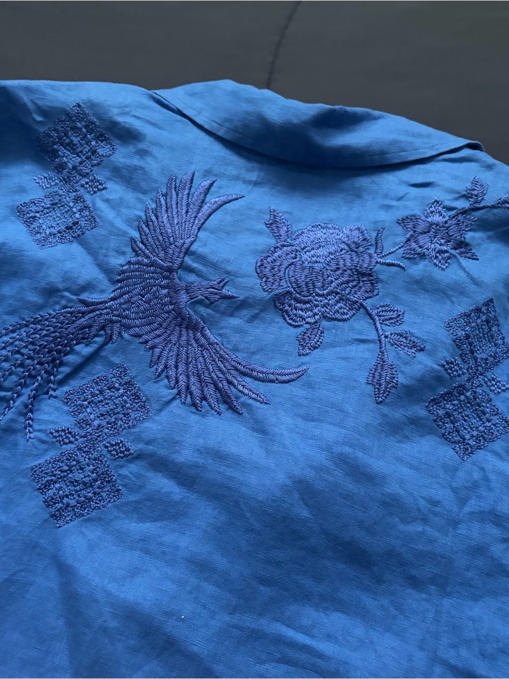 Johnny Was Ruffle Sleeve Shirt in Admiral Blue - Picture 11 of 12
